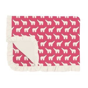 NEW KICKEE print ruffle toddler blanket in winter rose polar bears